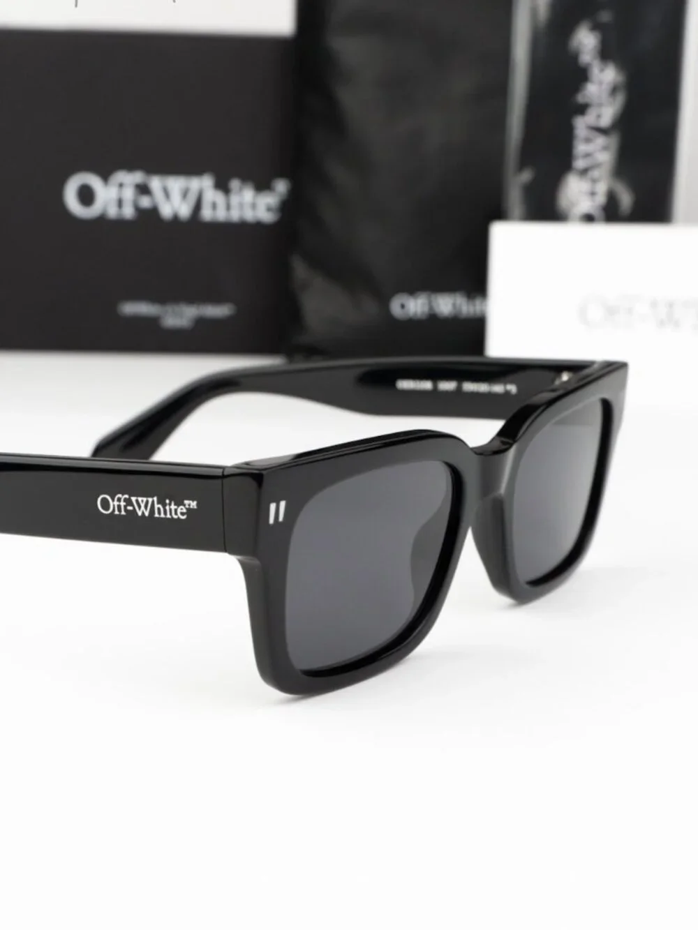 Off-White MIDLAND Women Sunglasses Black Grey Square OERI108 1007 NEW AUTHENTIC